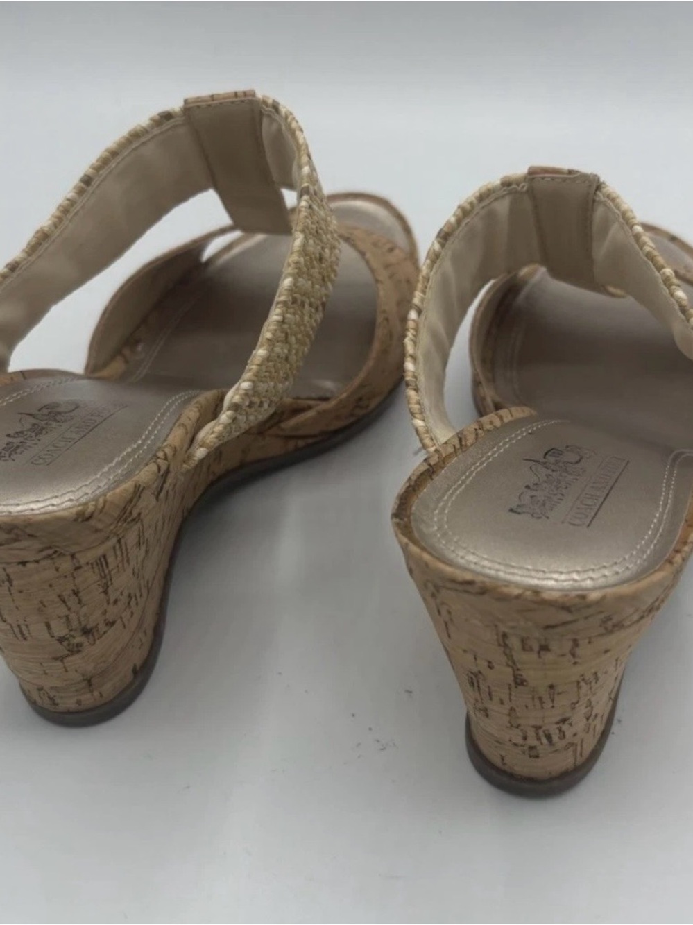 Coach And Four Women's Wedge Sandals Woven Natural Cork Tan Sz 10M - Picture 5 of 11